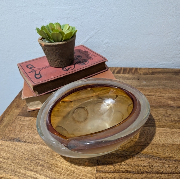 Alfredo Barbini VAMSA Sfumato And Root beer Murano Glass Bowl; Mid Century - Picture 1 of 7